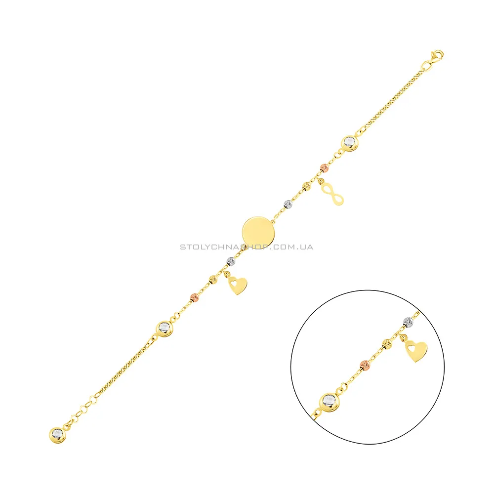 Золотий браслет з фіанітами (арт. 325163/10жбкП2) - цена