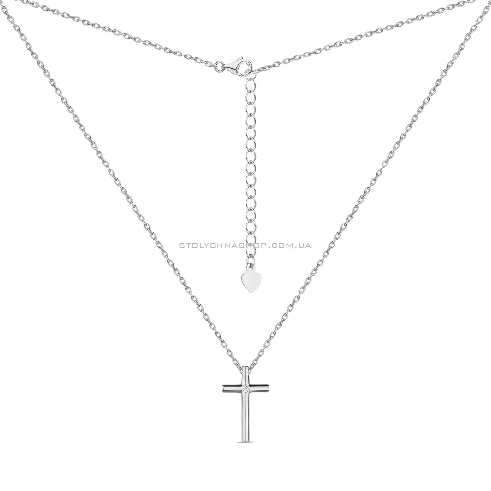 Кольє зі срібла з хрестиком (арт. 7507/1114) - 2 - цена
