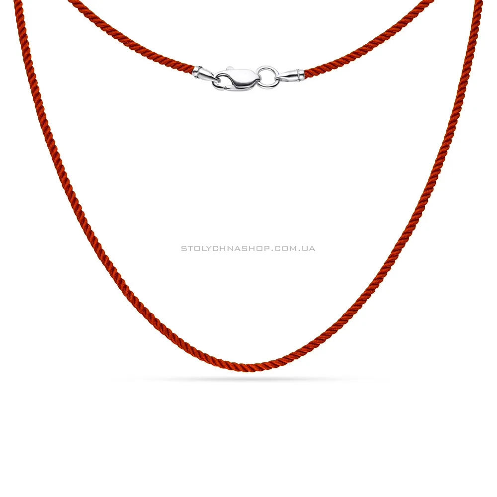 Шовковий червоний шнурок зі срібною застібкою (арт. 7307/ш03к) - 2 - цена