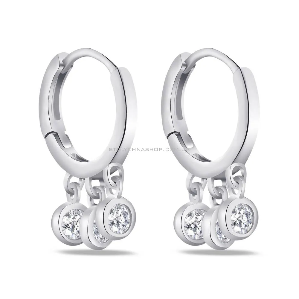 Срібні сережки кільця з підвісками (арт. 7502/4286/10) - цена