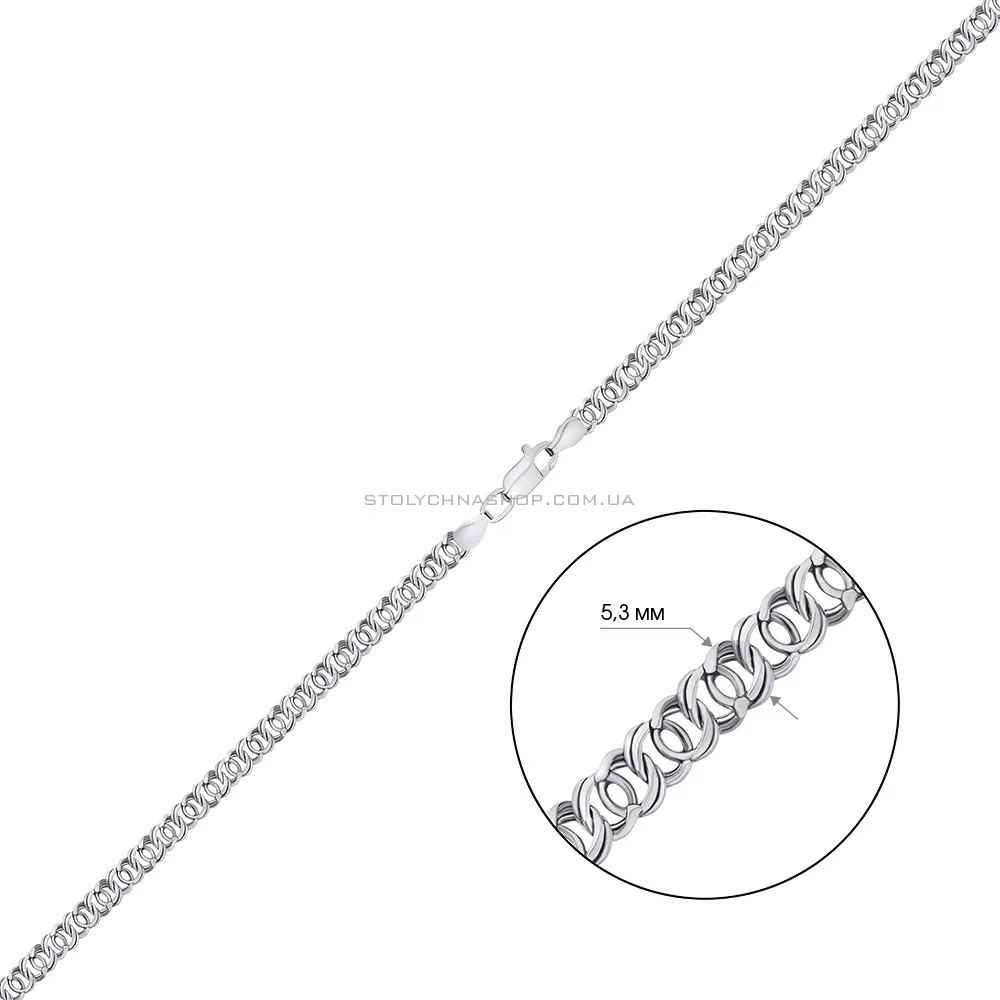 Срібний ланцюжок плетіння Арабський бісмарк (арт. 03013326ч) - 2 - цена