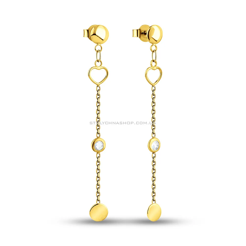 Сережки з жовтого золота з фіанітами (арт. 1091289ж) - цена