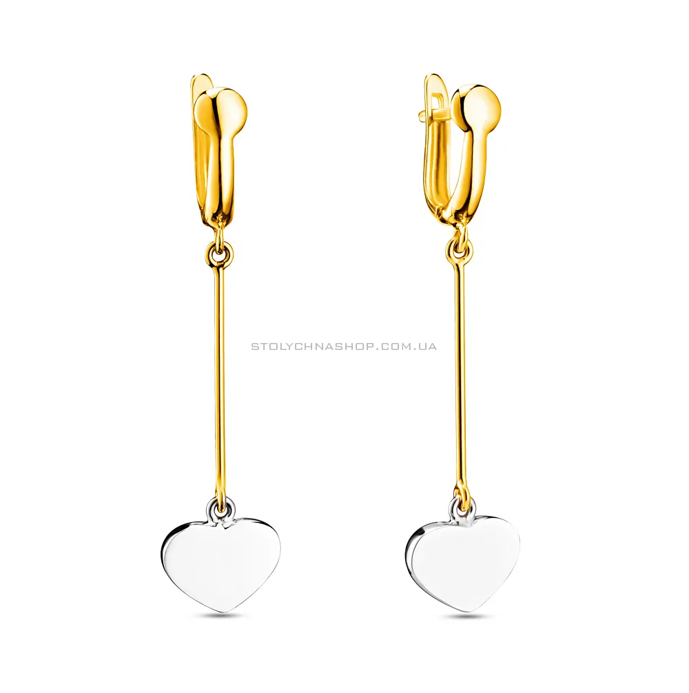 Золоті сережки-підвіски «Сердечка» (арт. 104677ж) - цена