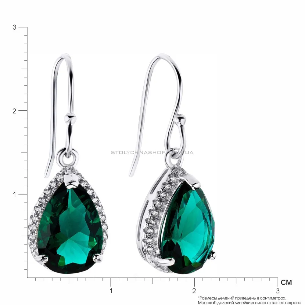 Срібні сережки з зеленими фіанітами (арт. 7502/3669цз) - 2 - цена