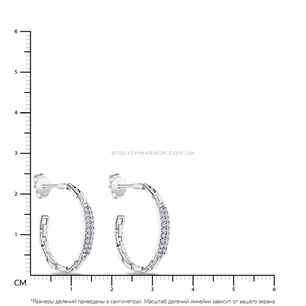 Срібні сережки "Ланцюги" з фіанітами  (арт. 7518/6271) - 2 - цена