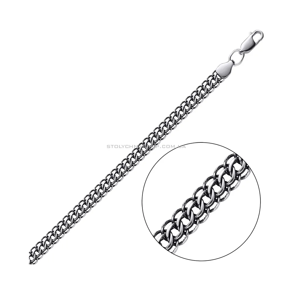 Срібний ланцюговий браслет плетіння Пітон (арт. 7909/2043-ч) - цена