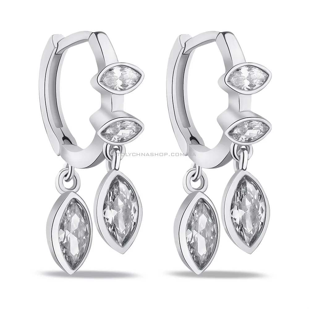 Срібні сережки кольца з підвісками  (арт. 7502/4935/10) - цена