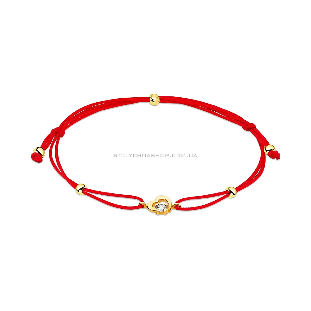 Браслет з червоної шовкової нитки з золотими вставками  (арт. 323050ж) - цена