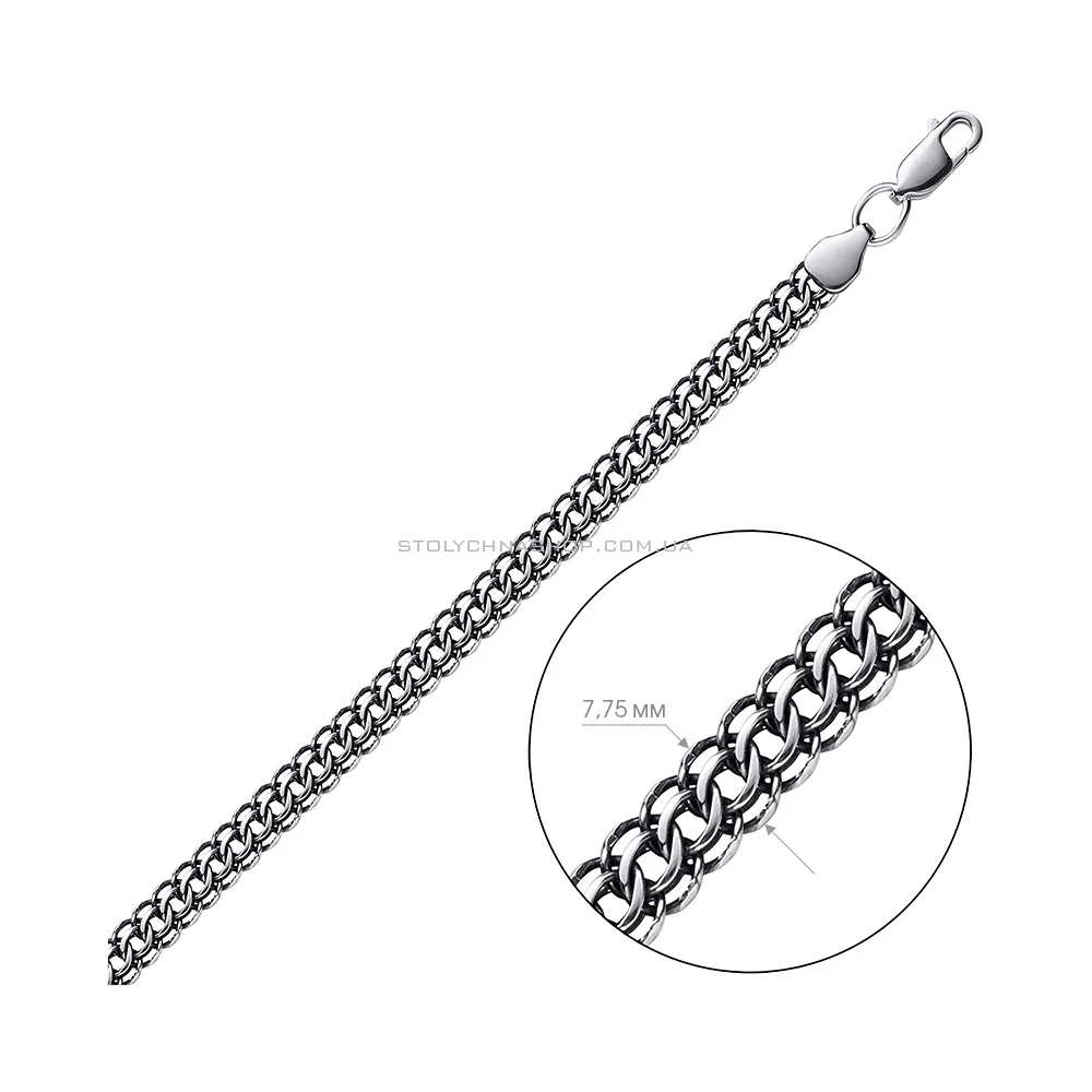 Срібний ланцюговий браслет плетіння Пітон (арт. 7909/2043-ч) - 2 - цена