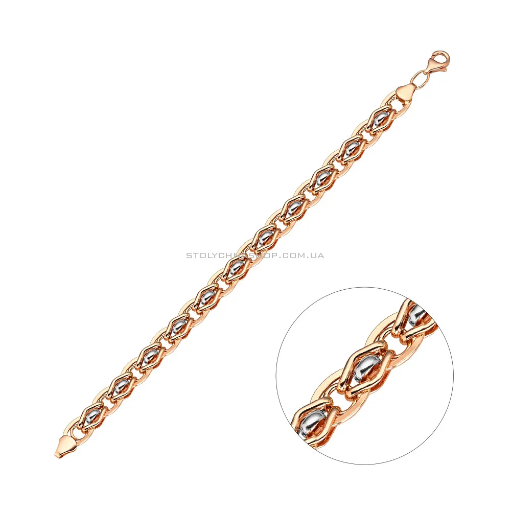 Золотий ланцюговий браслет на руку фантазійного плетіння (арт. 323377кб) - цена
