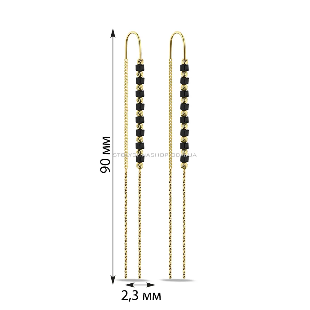 Срібні сережки-протяжки з жовтим родіюванням (арт. 7502/9341жо) - 2 - цена