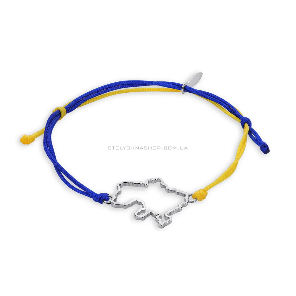 Браслет на синій і жовтій нитці "Україна" зі срібною вставкою  (арт. 7309/493брпсж) - цена