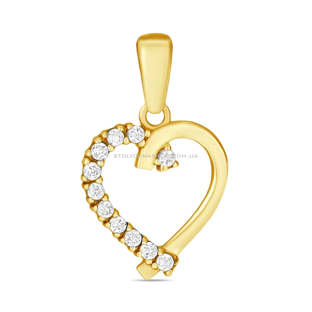 Подвеска золотая «Сердце» с фианитами (арт. 421876ж) - цена