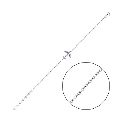 Срібний браслет Літак з альпінітами (арт. 7509/3955ас)