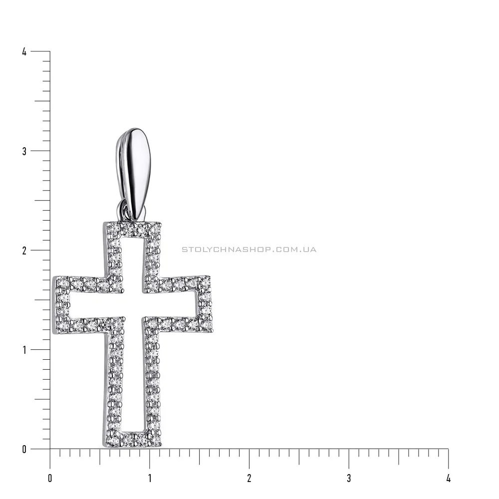Срібна підвіска-хрестик з фіанітами (арт. 7503/31046р) - 2 - цена