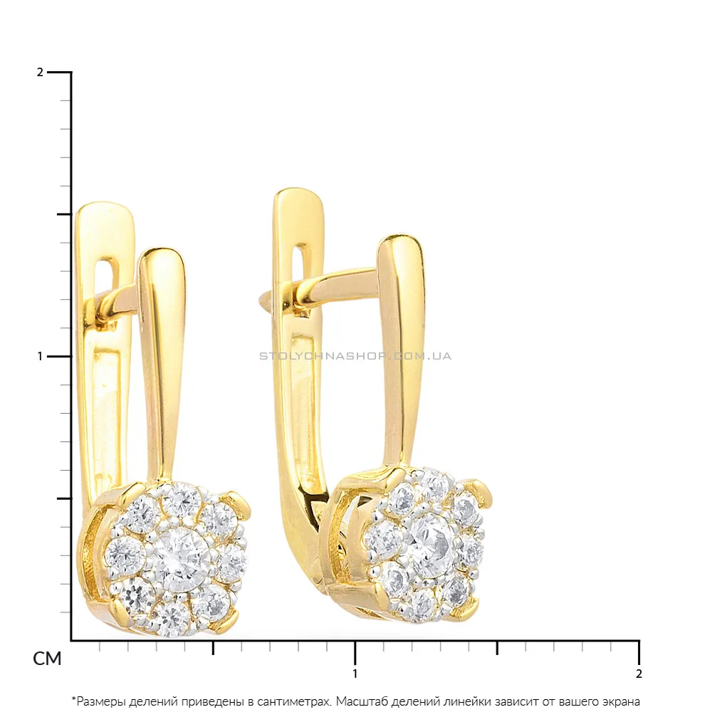 Золоті сережки з білими фіанітами (арт. 110400ж) - 2 - цена