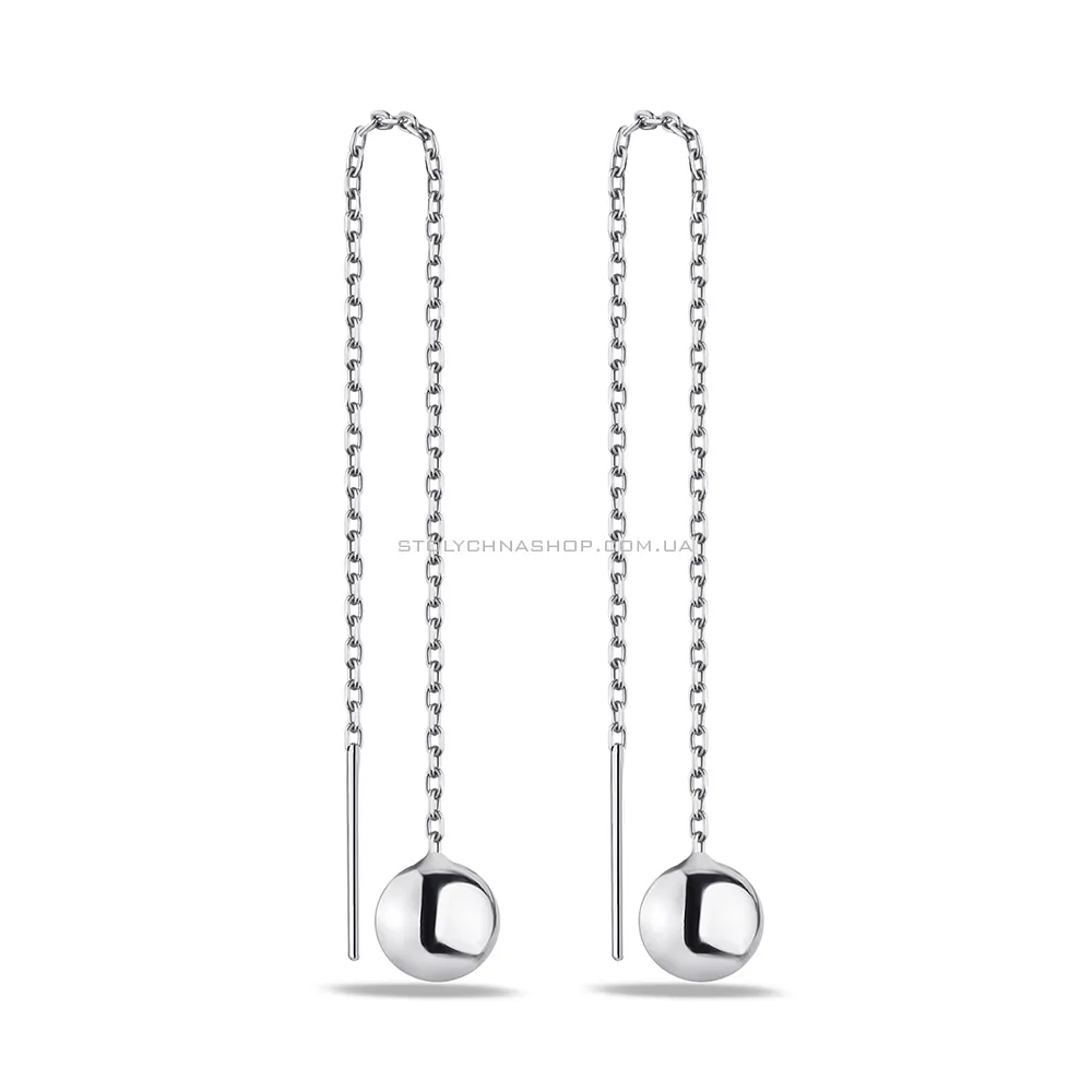 Срібні сережки-протяжки з кульками  (арт. 7502/4763/2) - цена