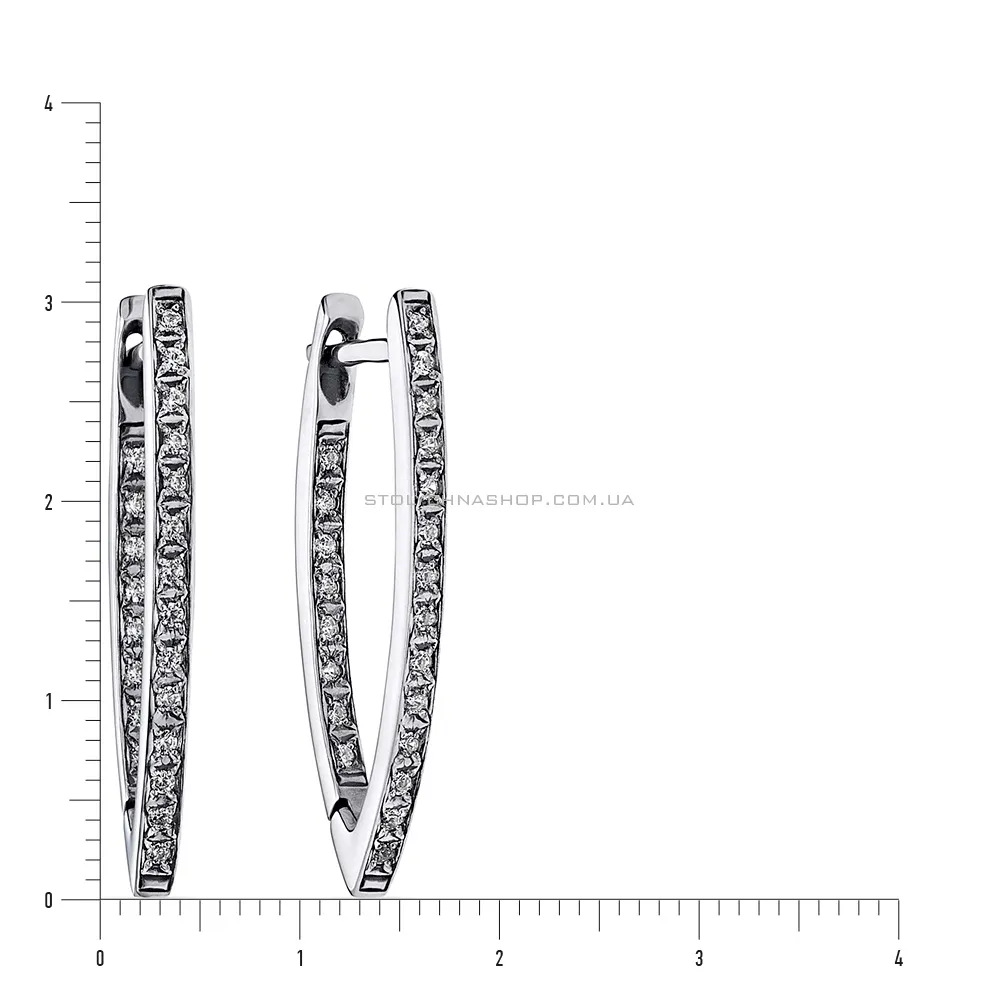 Срібні сережки з фіанітами (арт. 7902/2154) - 2 - цена