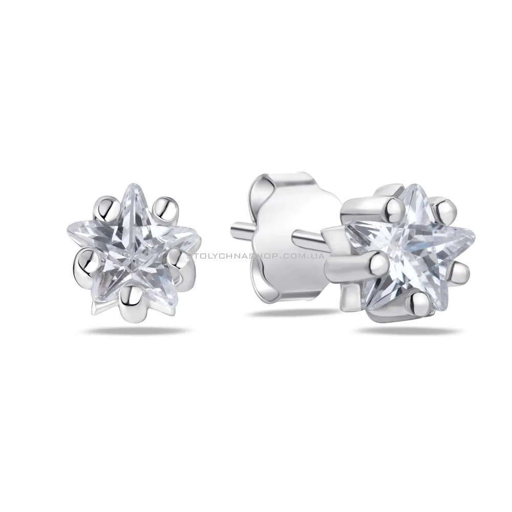 Срібні сережки «Зірки» з фіанітами (арт. 7518/5054/2) - цена