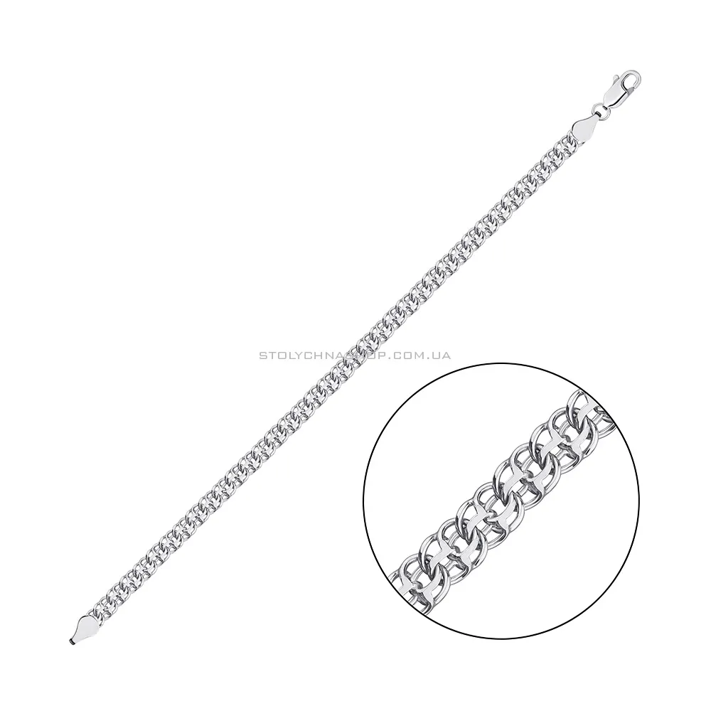 Серебряный браслет плетения Бисмарк двойной (арт. 03120408п) - цена