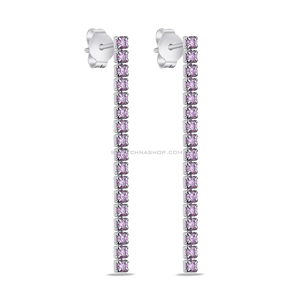 Срібні сережки-пусети з фіолетовими альпінітами (арт. 7518/6483/1аф) - цена