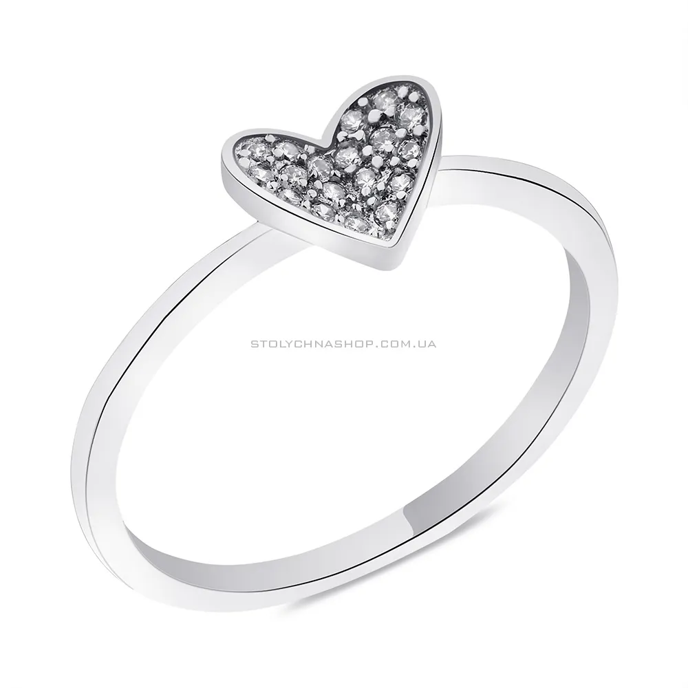 Срібна каблучка Серце з фіанітами  (арт. 7501/6132) - цена