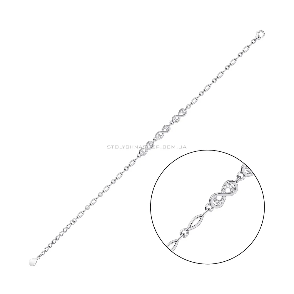 Браслет зі срібла Нескінченність з фіанітами (арт. 7509/4040) - цена