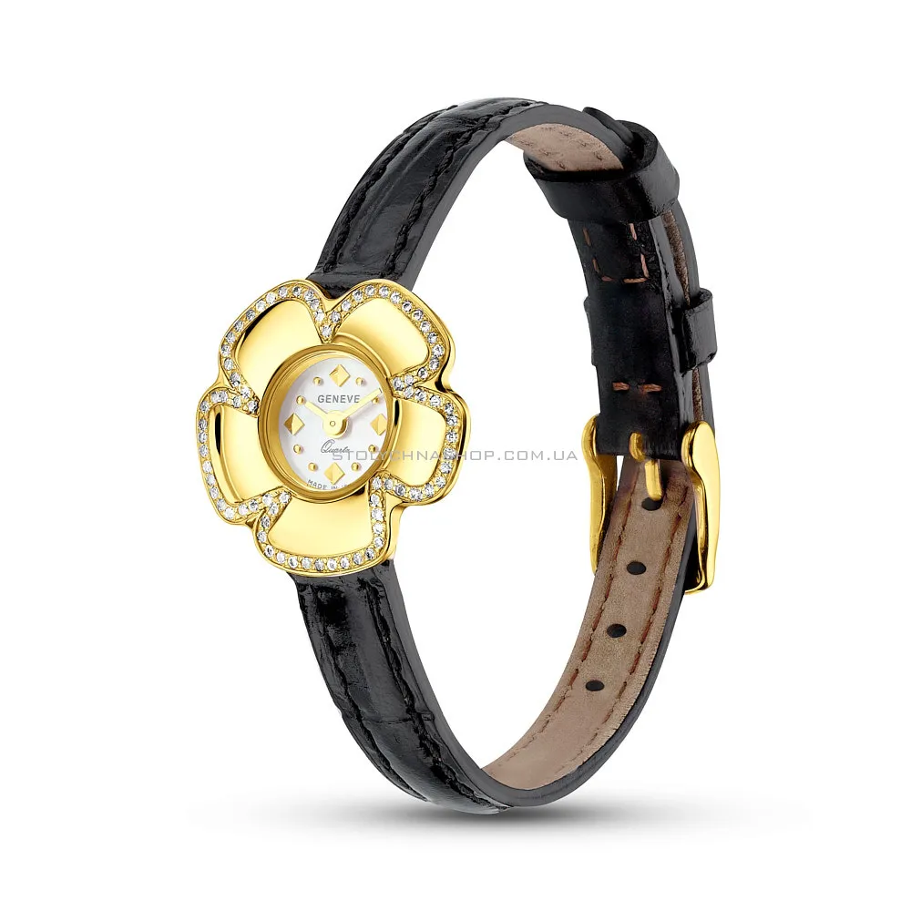 Золотий кварцовий годинник з фіанітами (арт. 260187ж) - цена