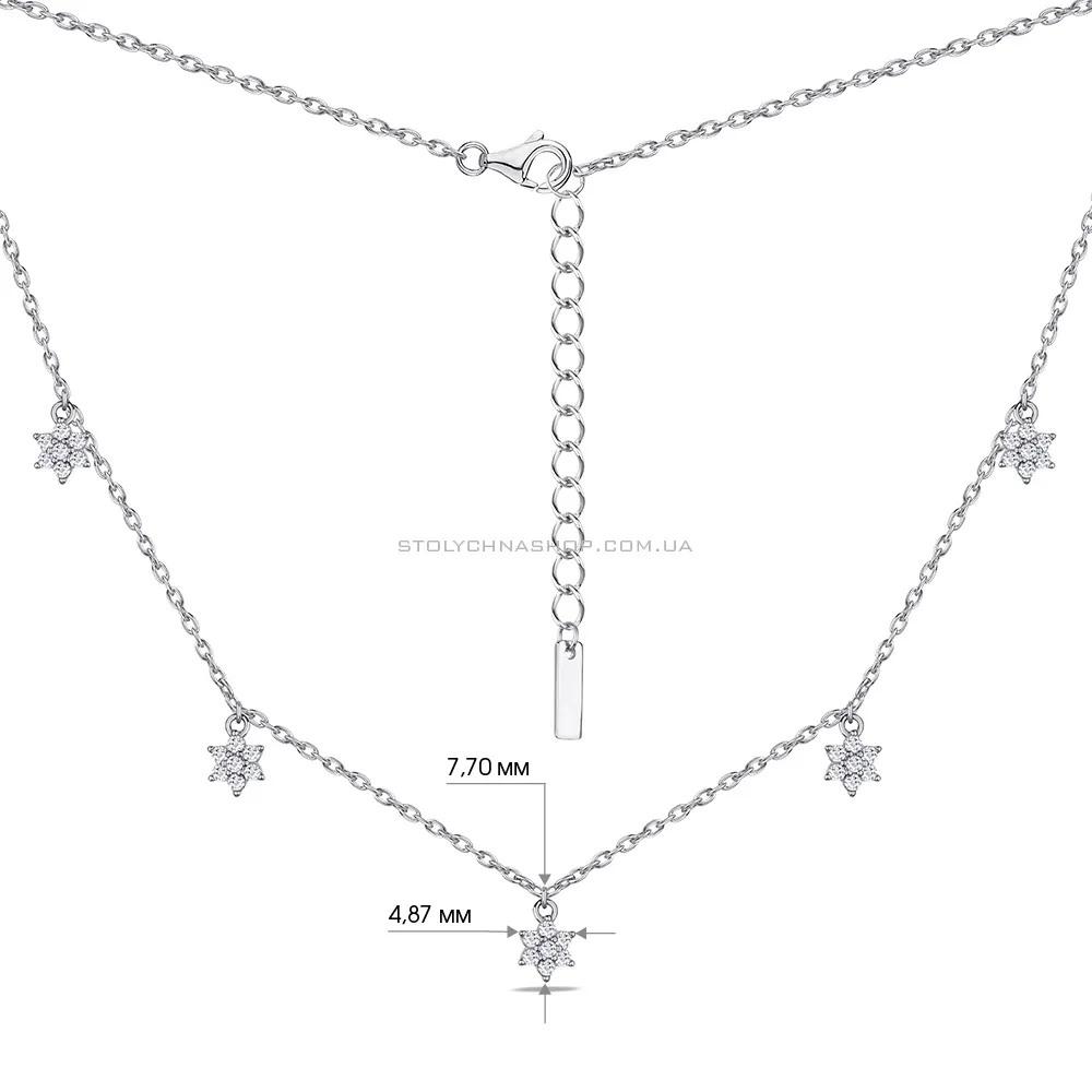 Срібне кольє з підвісками і фіанітами  (арт. 7507/1344) - 3 - цена