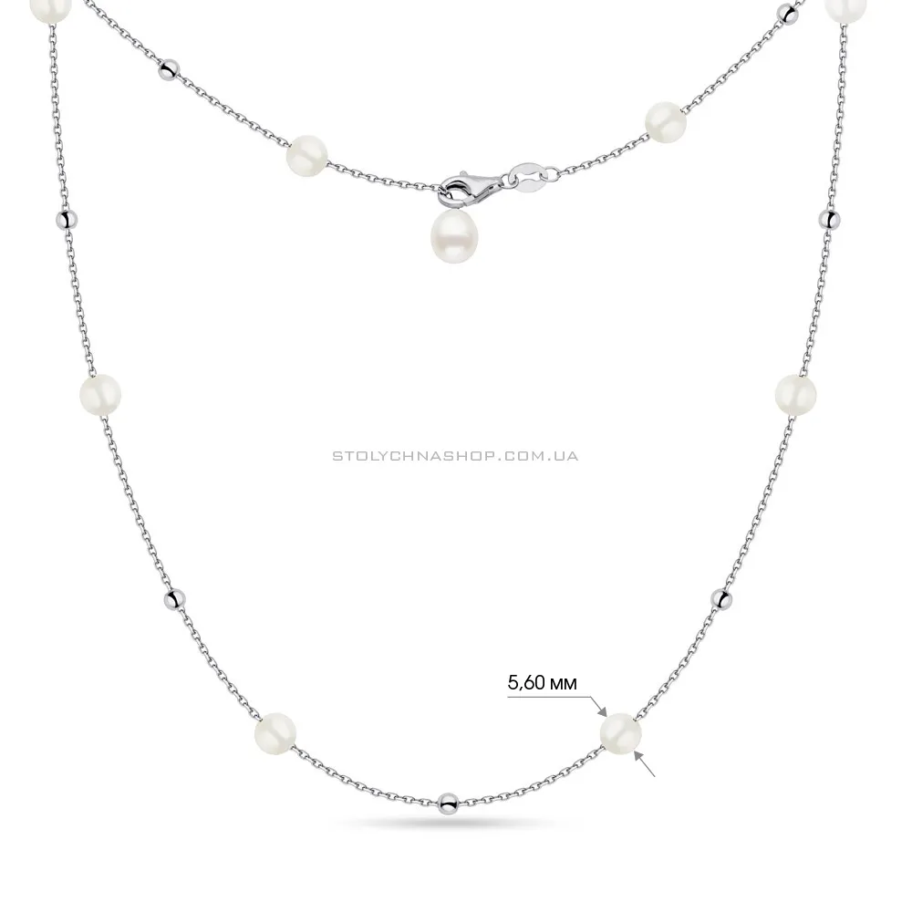 Кольє зі срібла з перлами  (арт. 7507/1434жб) - 2 - цена