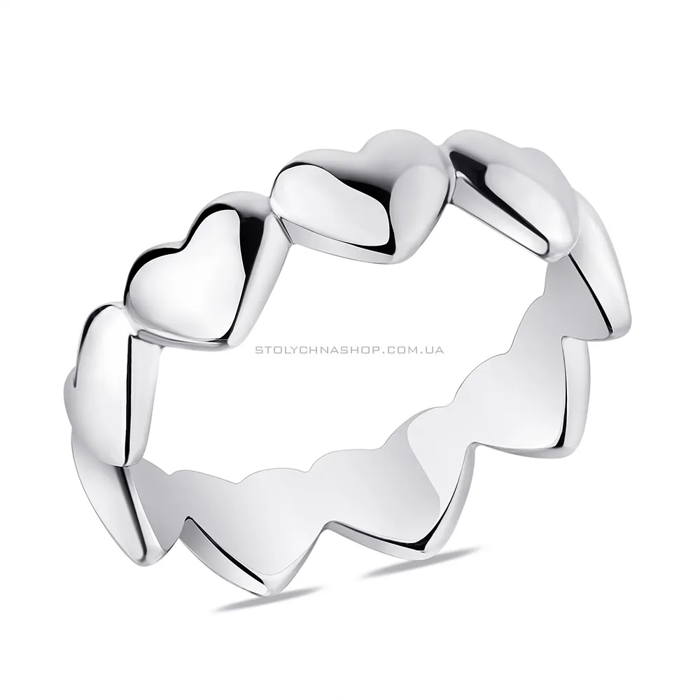 Каблучка зі срібла "Сердечка" без каміння  (арт. 7501/5797) - цена