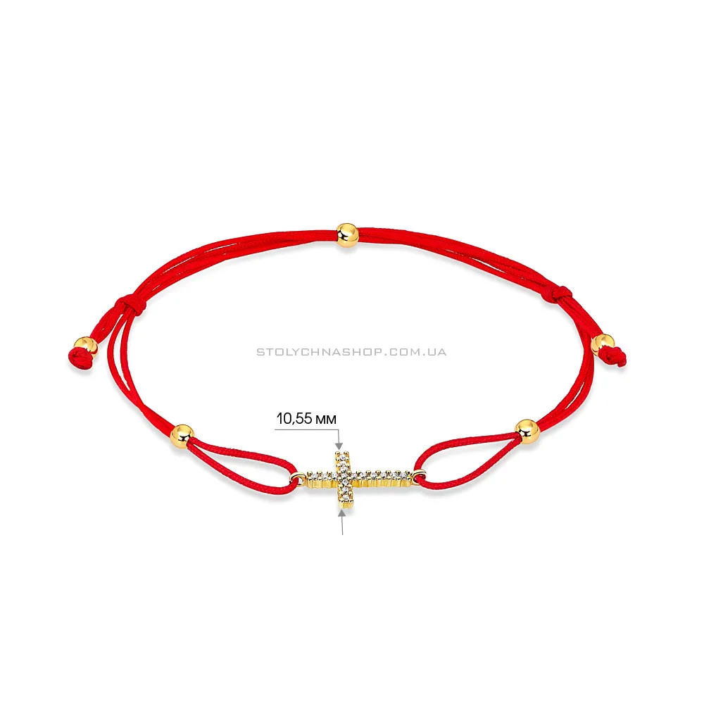 Браслет з червоної шовкової нитки з золотими вставками (арт. 323288ж) - 2 - цена