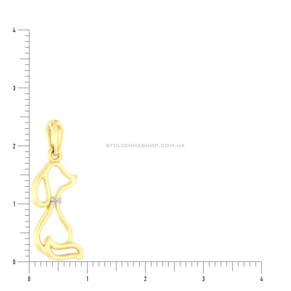 Золотая подвеска «Собачка» с фианитами (арт. 440612ж) - 2 - цена