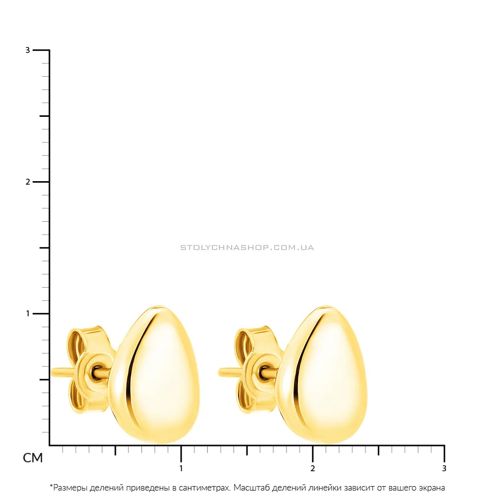 Сережки-пусети з жовтого золота (арт. 106739ж) - 2 - цена