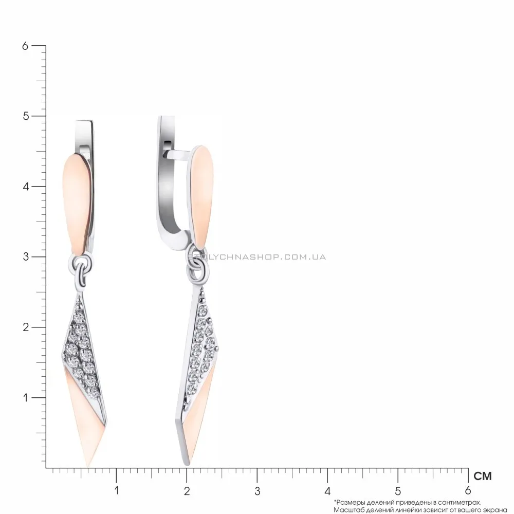 Срібні сережки підвіски з фіанітами (арт. 7202/560сю) - 2 - цена