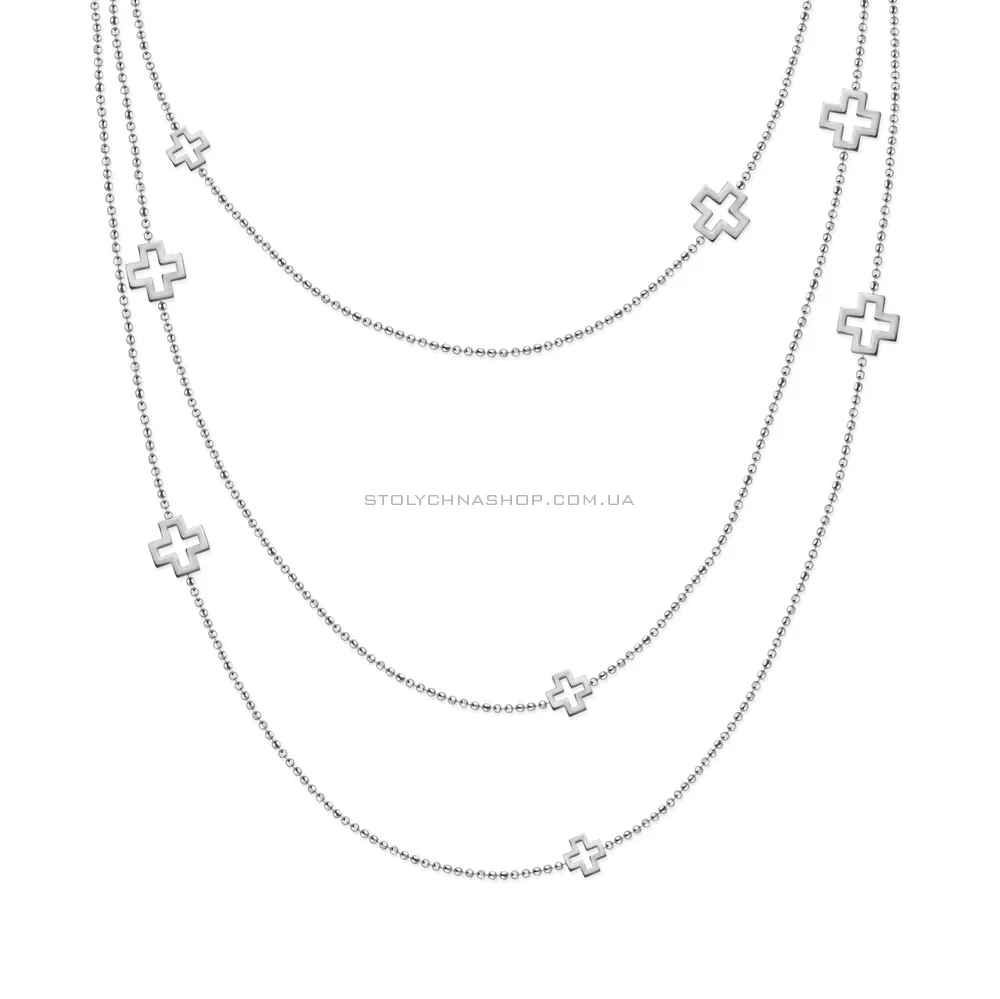 Кольє з хрестиками з білого золота (арт. 350932б) - цена