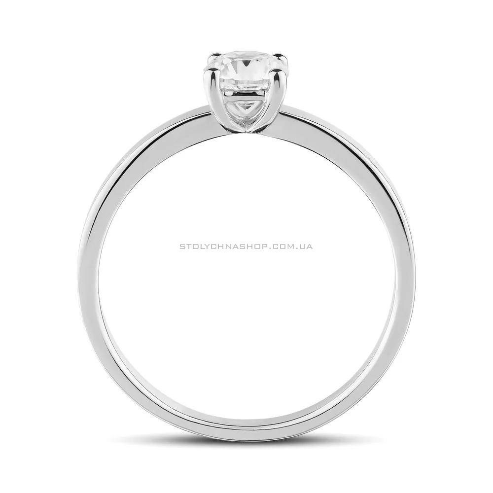 Каблучка з білого золота на заручини з діамантом  (арт. К011162040б) - 2 - цена