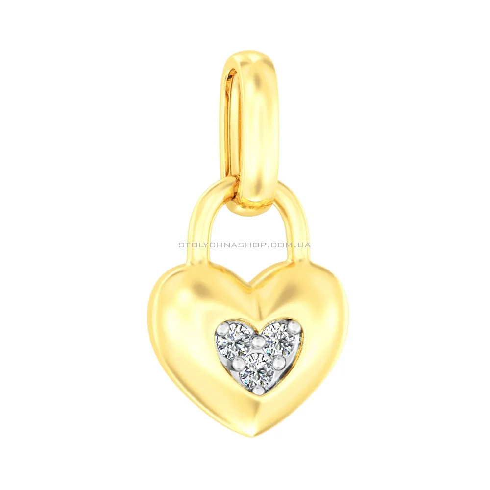 Кулон золотой «Сердечко» с фианитами (арт. 440554ж) - цена