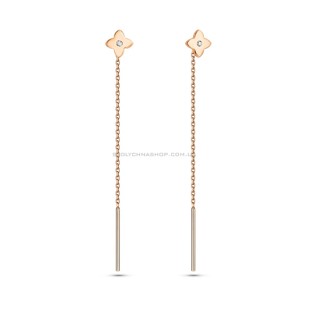 Золоті сережки-протяжки з фіанітами (арт. 110898) - цена