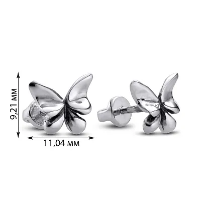 Дитячі срібні сережки пусети «Метелики» (арт. 7918/5465-ч)