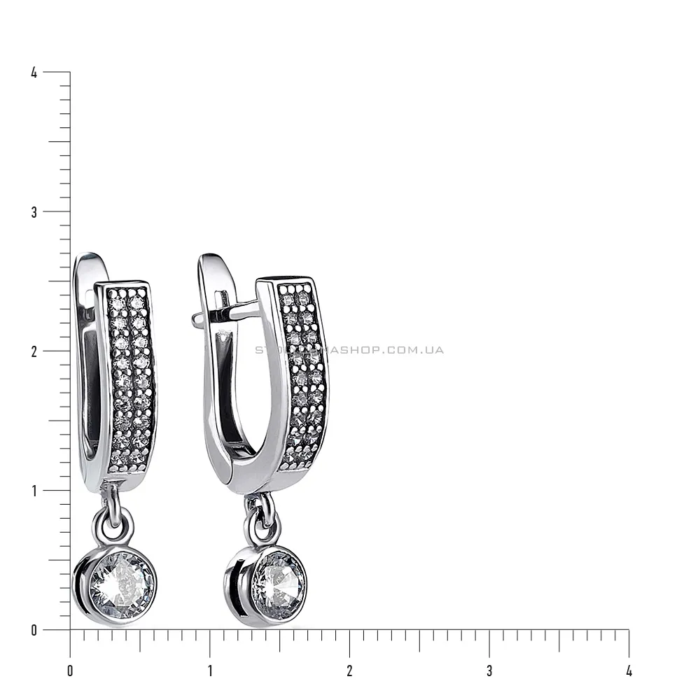 Срібні сережки з підвісками і фіанітами (арт. 7902/2915) - 2 - цена