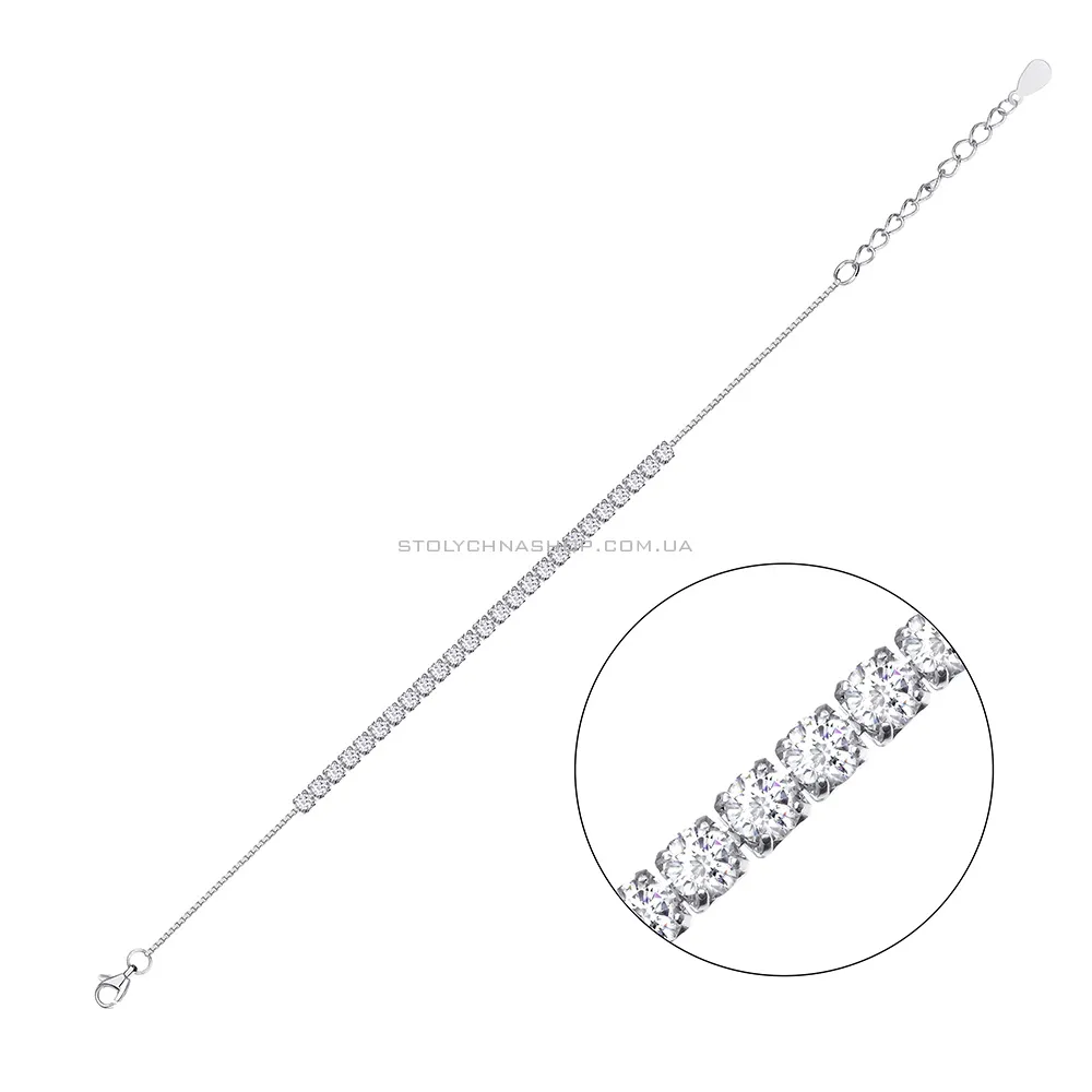 Срібний браслет з доріжкою з фіанітів  (арт. 7509/622/3) - цена