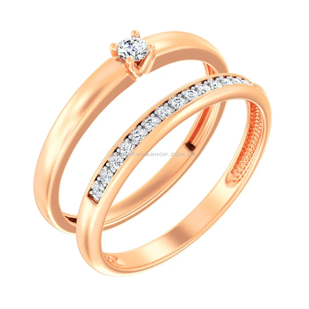 Двойное кольцо из золота с бриллиантами (арт. К011212015) - цена