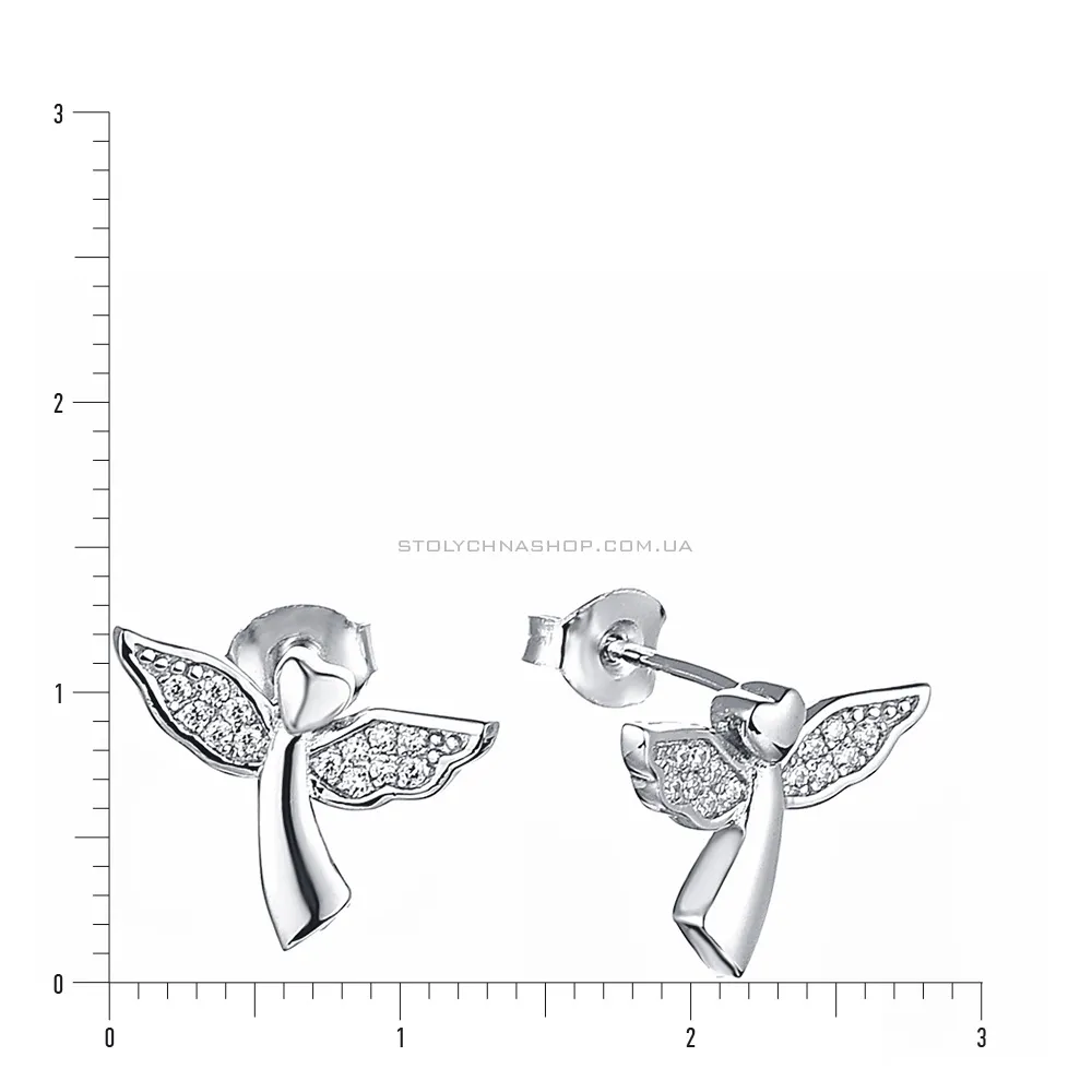 Серебряные серьги пусеты «Ангелы» с фианитами (арт. 7518/5369) - 2 - цена