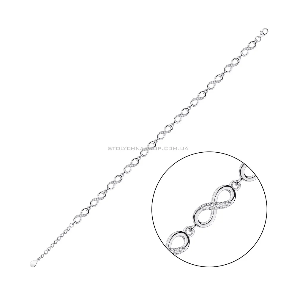 Срібний браслет Нескінченність з фіанітами  (арт. 7509/4174) - цена