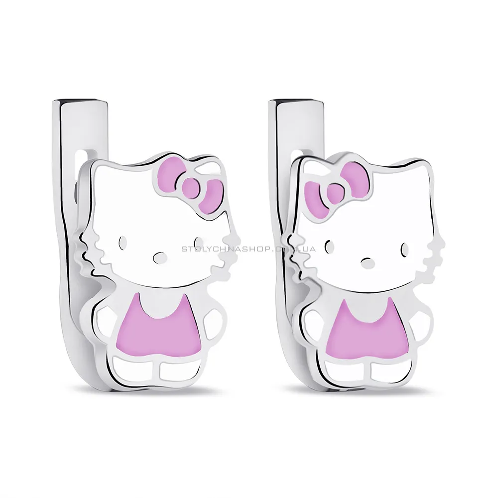 Детские серебряные серьги Kitty (арт. 7502/А131ебрсю) - цена