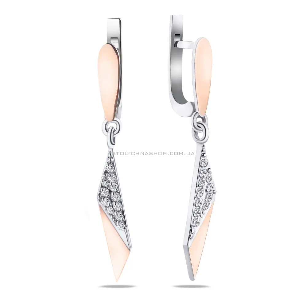 Срібні сережки підвіски з фіанітами (арт. 7202/560сю) - цена