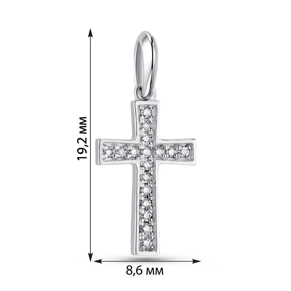 Хрестик з білого золота з діамантами (арт. 3106452202) - 2 - цена