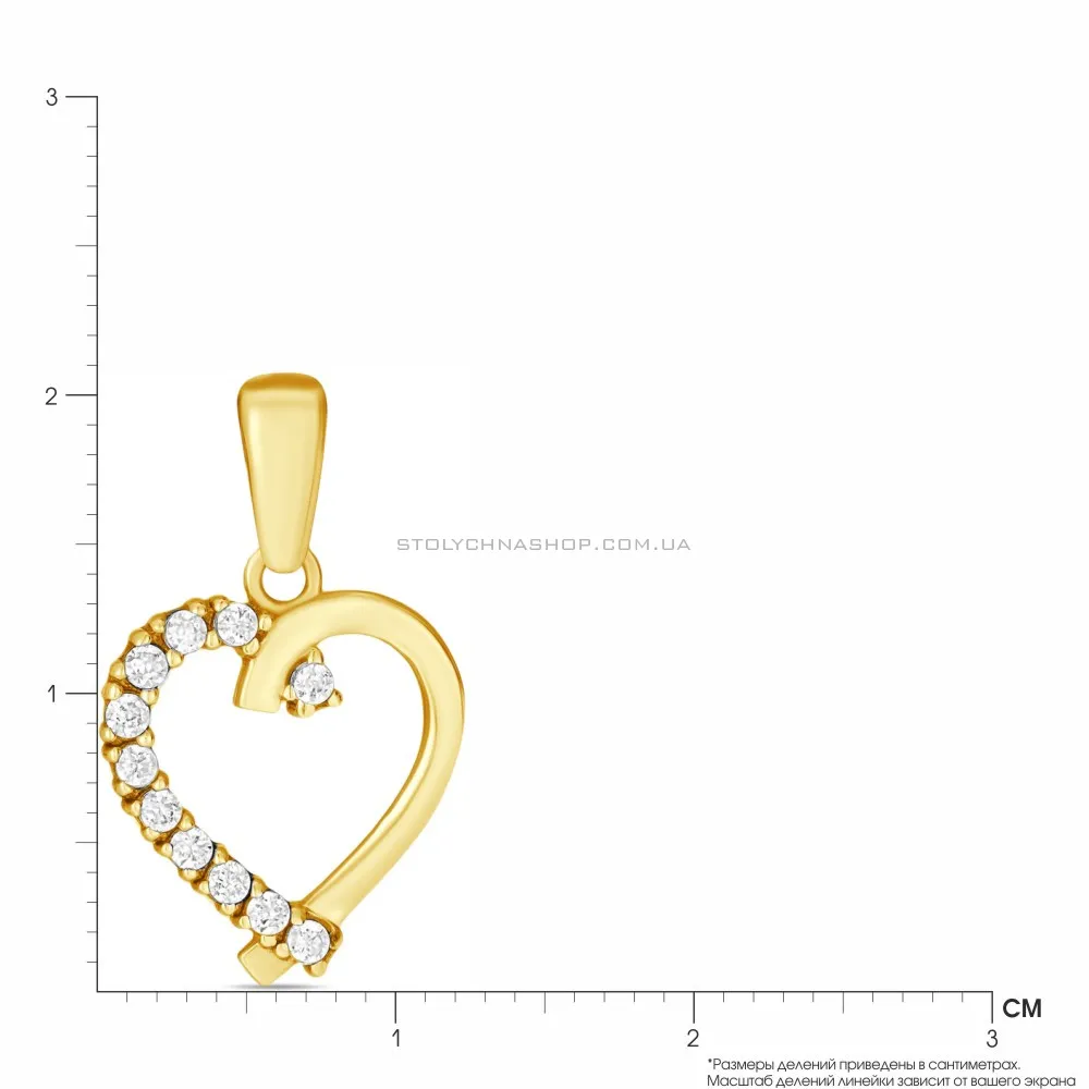 Подвеска золотая «Сердце» с фианитами (арт. 421876ж) - 2 - цена