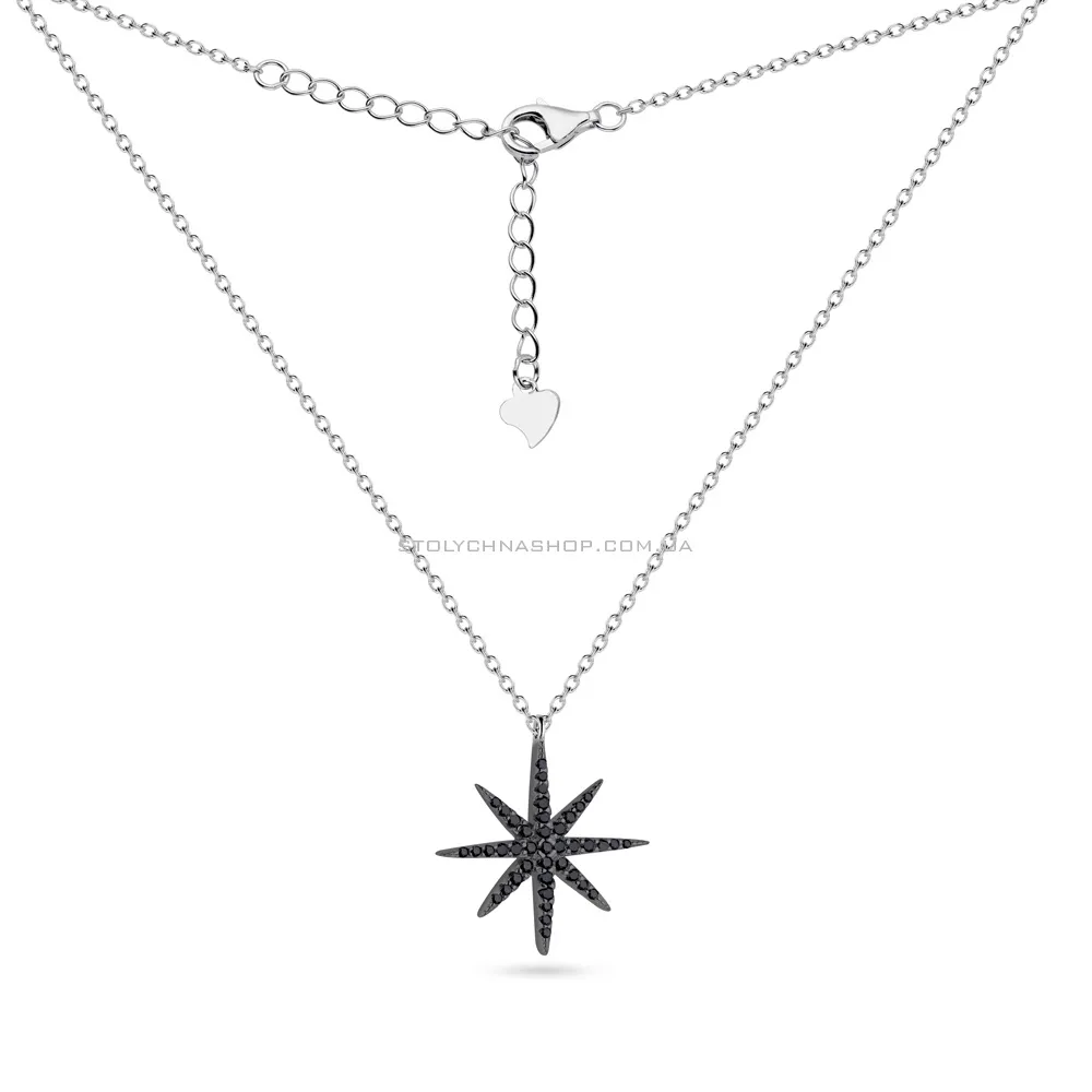 Срібне кольє Полярна зірка з чорним родіюванням (арт. 7507/535бч) - 2 - цена